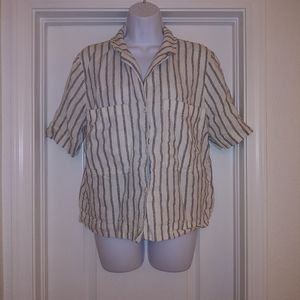 Everlane Linen Striped Boxy Button Down Shirt